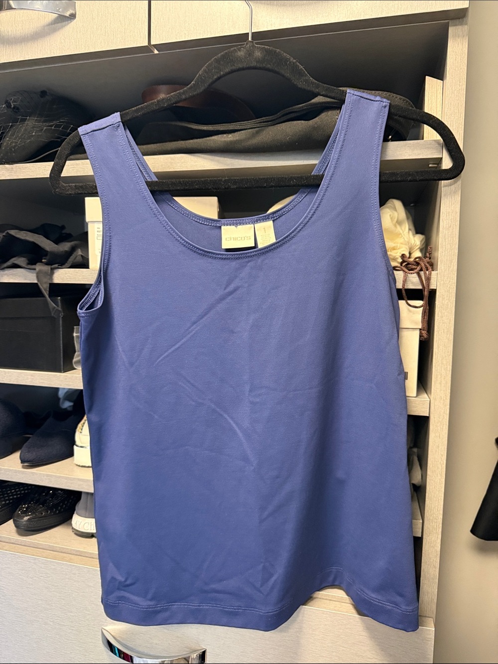 Chico's Sleeveless Crew Neck Tank in Periwinkle 1